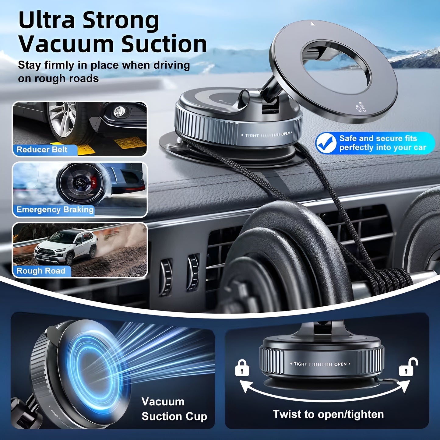 Vaccum Magnetic Phone Holder