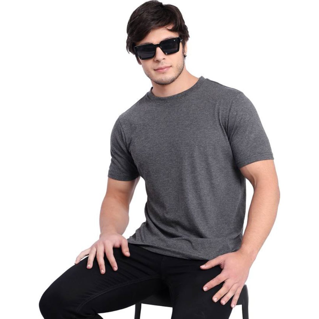 Men's Polycotton Solid Round Neck T-shirts (Pack of 4)