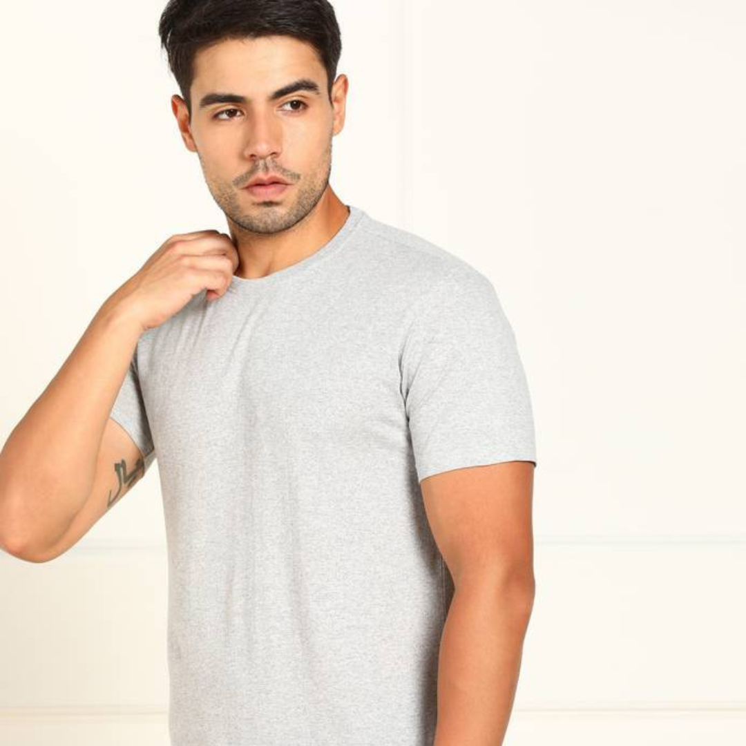 Men's Polycotton Solid Round Neck T-shirts (Pack of 4)