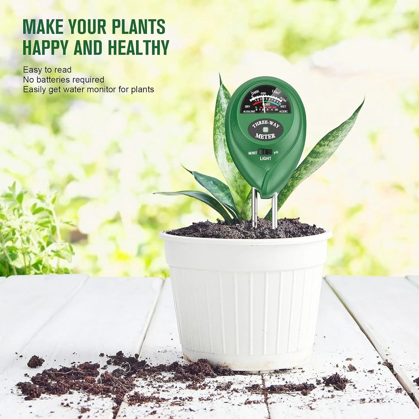 3-in-1 Soil Tester – Measure Moisture, pH & Light for Optimal Growth