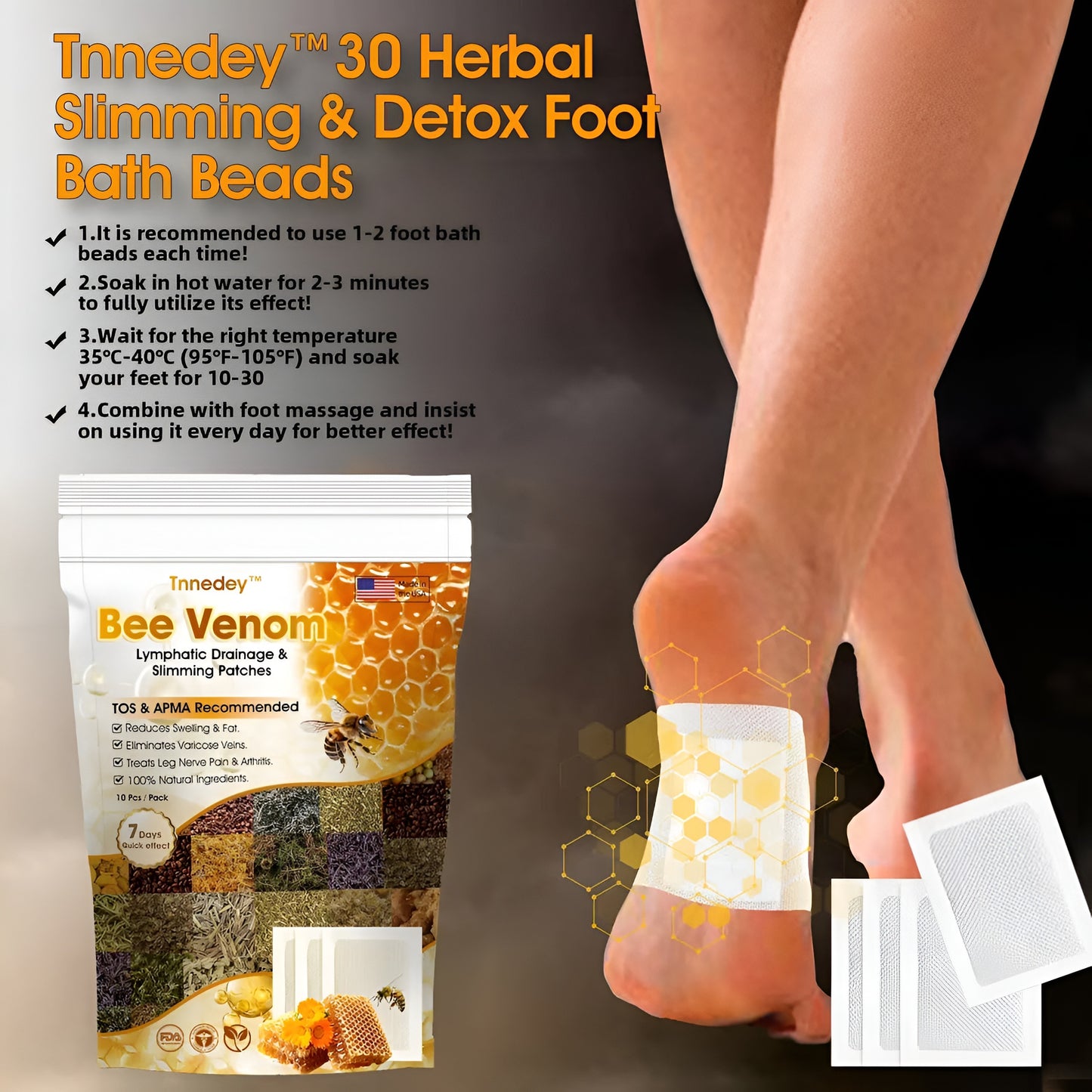 Bee Venom Lymphatic Drainage & Slimming Patches (Pack of 10)