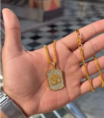 Premium Gold Plated Om Diamond Pendant with Chain