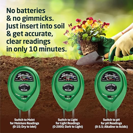 3-in-1 Soil Tester – Measure Moisture, pH & Light for Optimal Growth