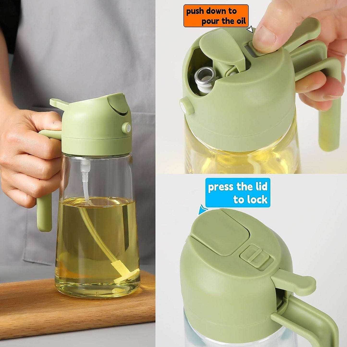 Portable Oil Sprayer for Cooking – Refillable Dispenser for Even Oil Application, Perfect for Air Frying, Baking, Grilling, and More! - 500ml