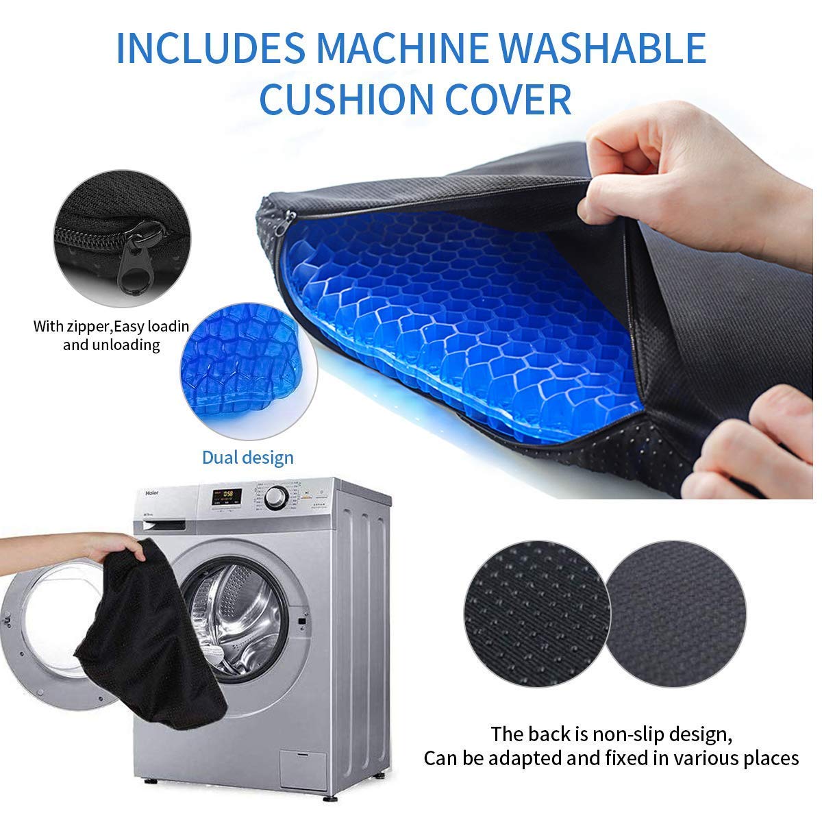 Medical-Grade Gel Seat Cushion, Double-Sided Honeycomb Design