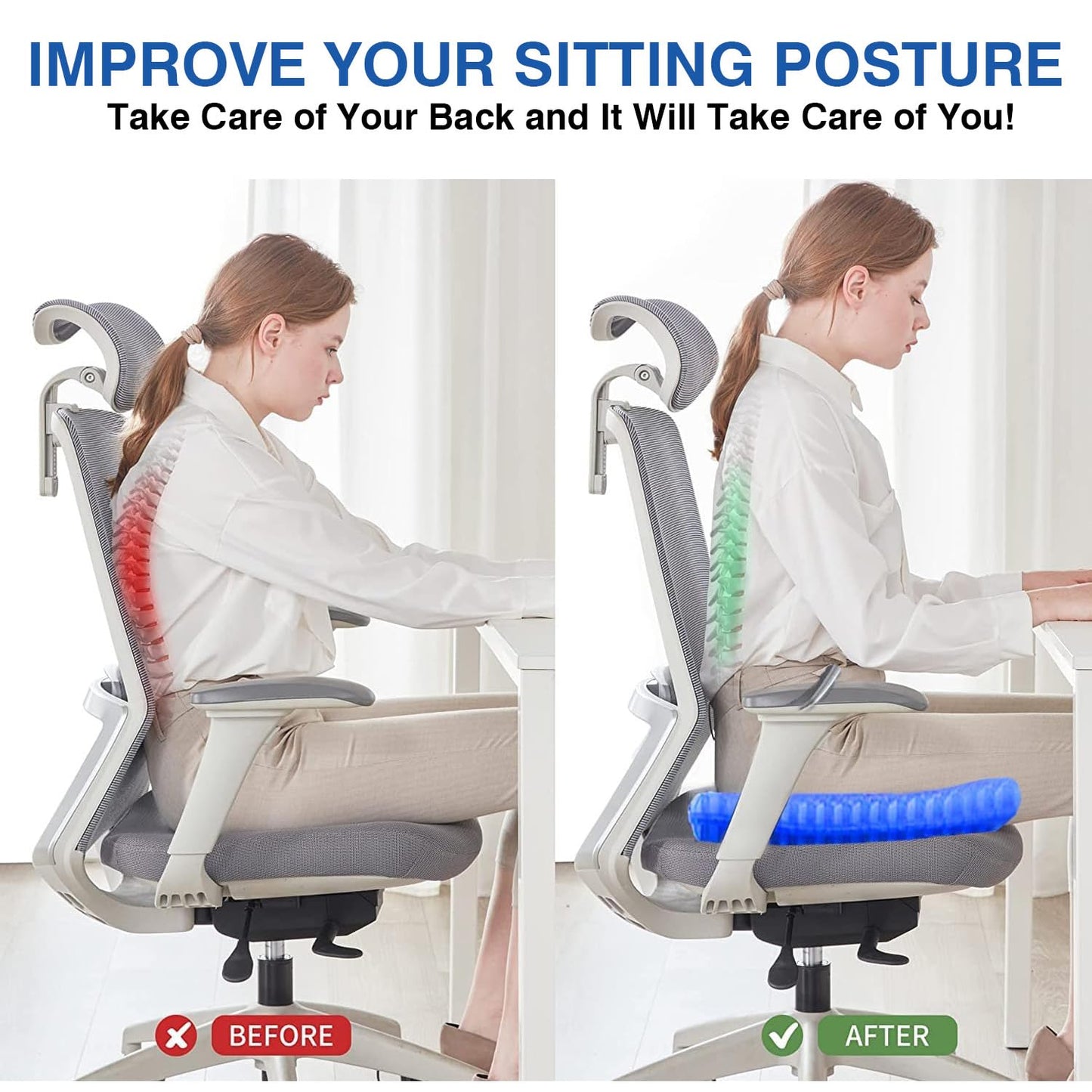 Medical-Grade Gel Seat Cushion, Double-Sided Honeycomb Design
