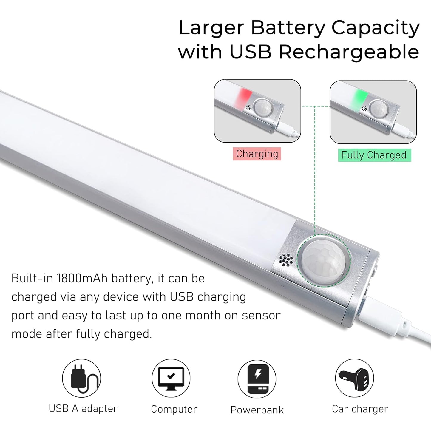 LED PIR Motion Sensor Cabinet With USB Rechargeble