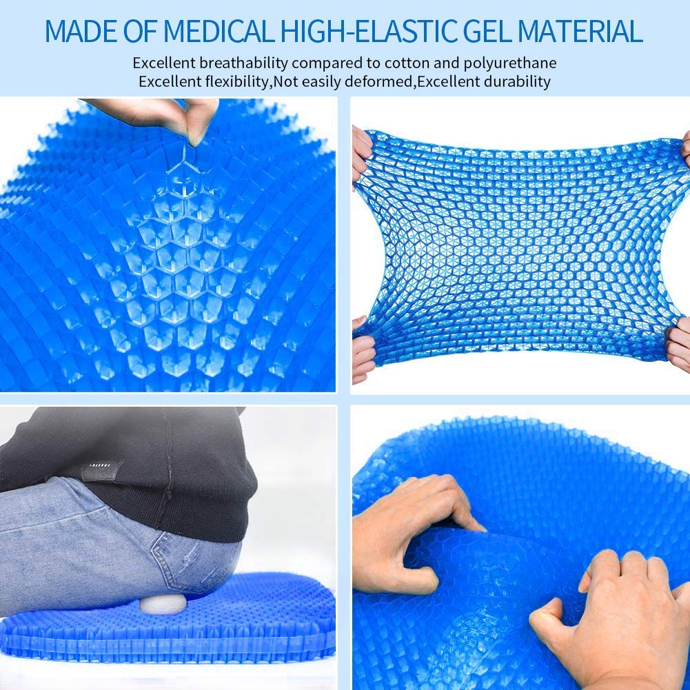 Medical-Grade Gel Seat Cushion, Double-Sided Honeycomb Design