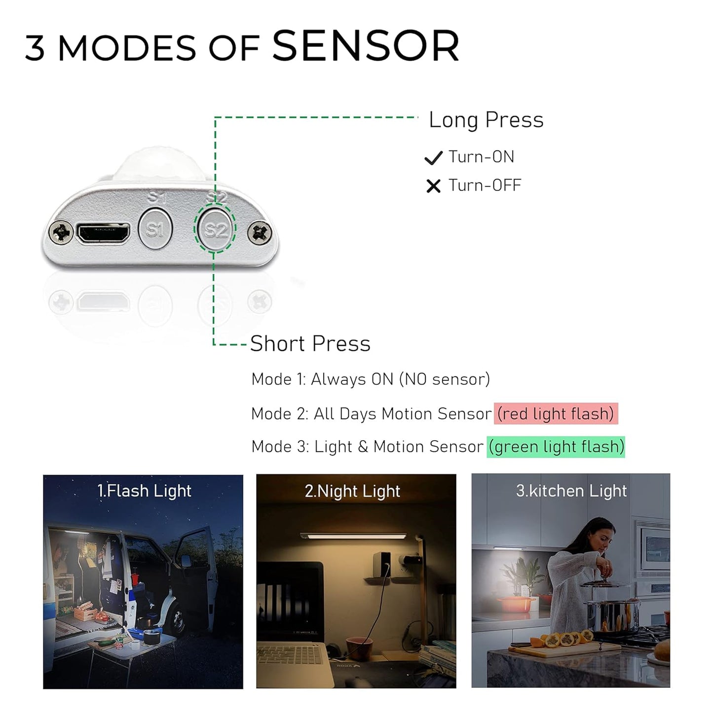 LED PIR Motion Sensor Cabinet With USB Rechargeble