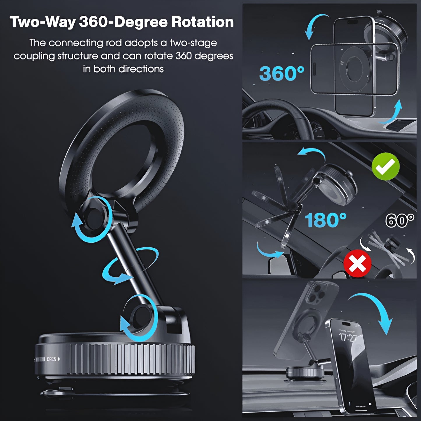 Vaccum Magnetic Phone Holder