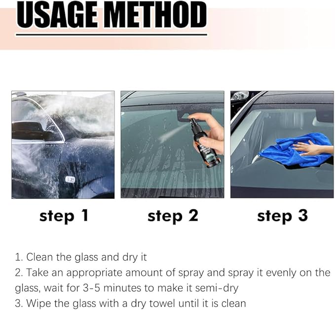Car Glass Anti-Fog Hydrophobic Coating – Clear Vision, Water-Repellent, Long-Lasting Protection for Windshields & Mirrors 100ML (Pack of 2)