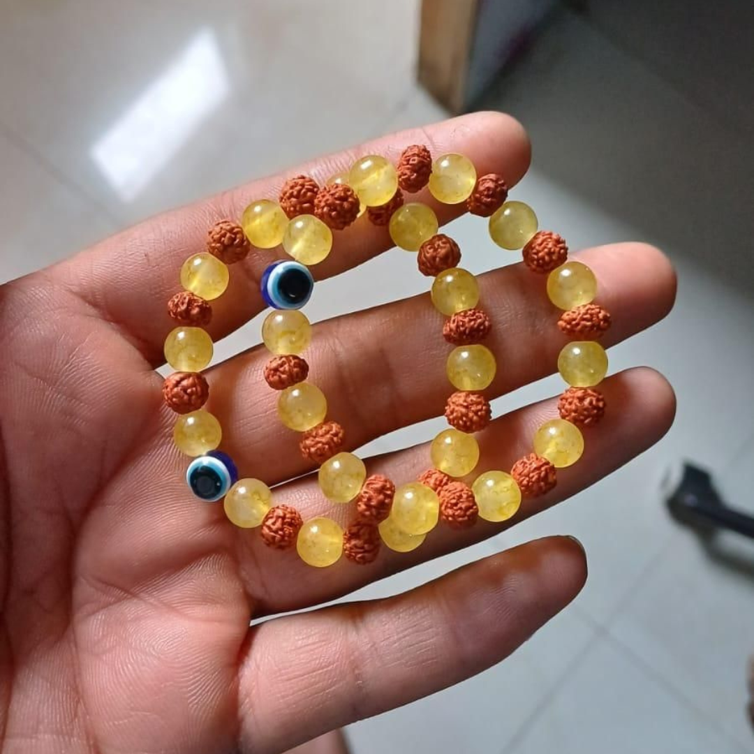 Rudraksha Citrine Crystal Bracelet (Pack of 2)