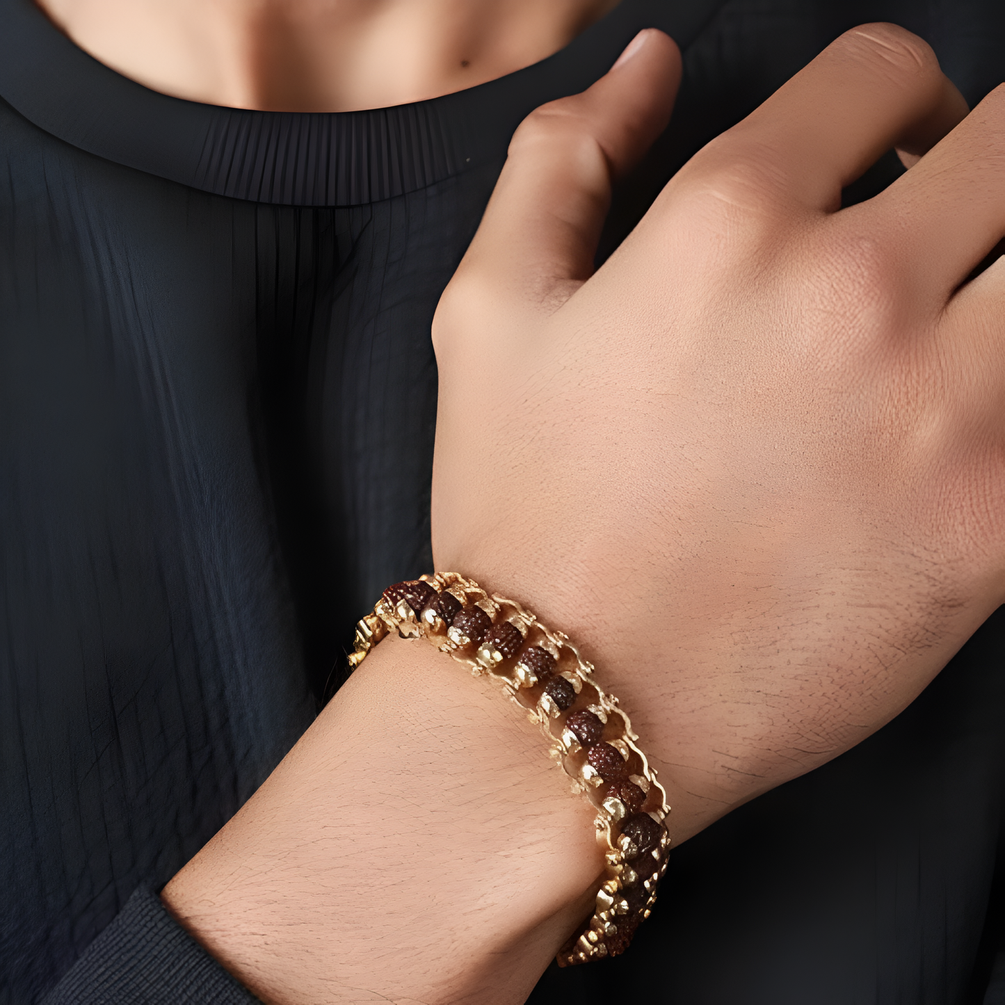 Gold Plated Rudraksha Bracelet for Men