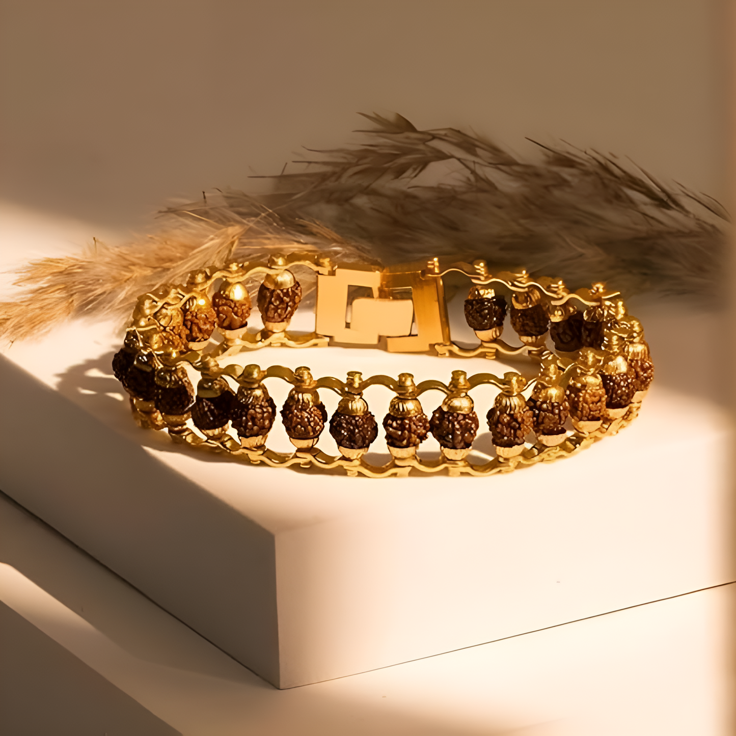 Gold Plated Rudraksha Bracelet for Men