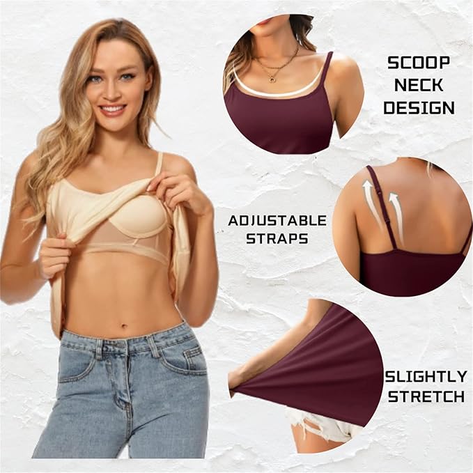 Women’s Loose Fit Camisole with Built-In Tank Top – Lightweight, Breathable, and Stylish Sleeveless Top for Everyday Comfort (Pack of 2)