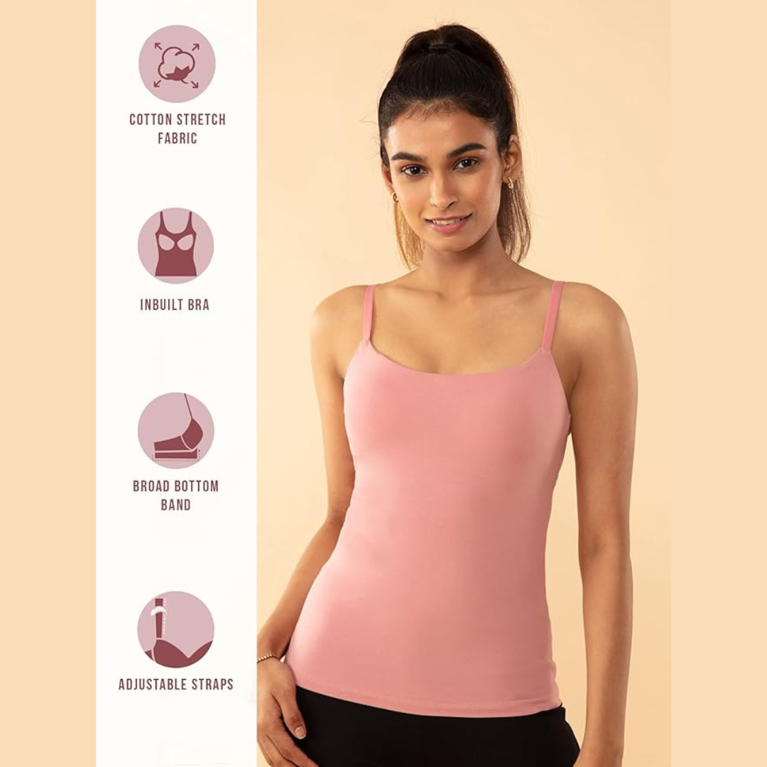 Women’s Loose Fit Camisole with Built-In Tank Top – Lightweight, Breathable, and Stylish Sleeveless Top for Everyday Comfort (Pack of 2)