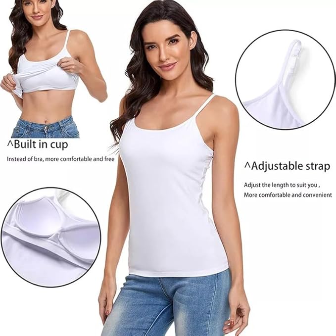 Women’s Loose Fit Camisole with Built-In Tank Top – Lightweight, Breathable, and Stylish Sleeveless Top for Everyday Comfort (Pack of 2)