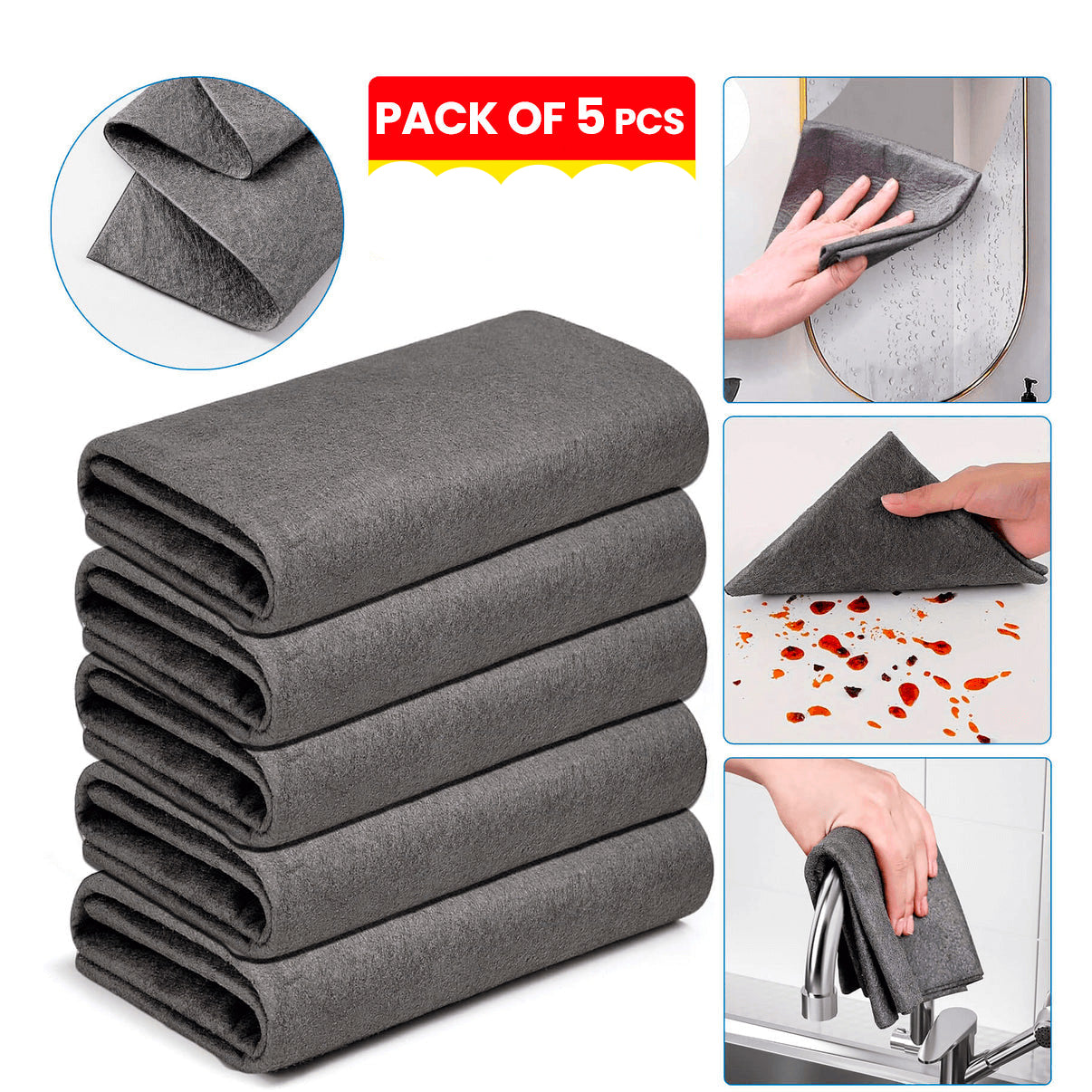 Thickened Magic Cleaning Cloth (Pack of 5)