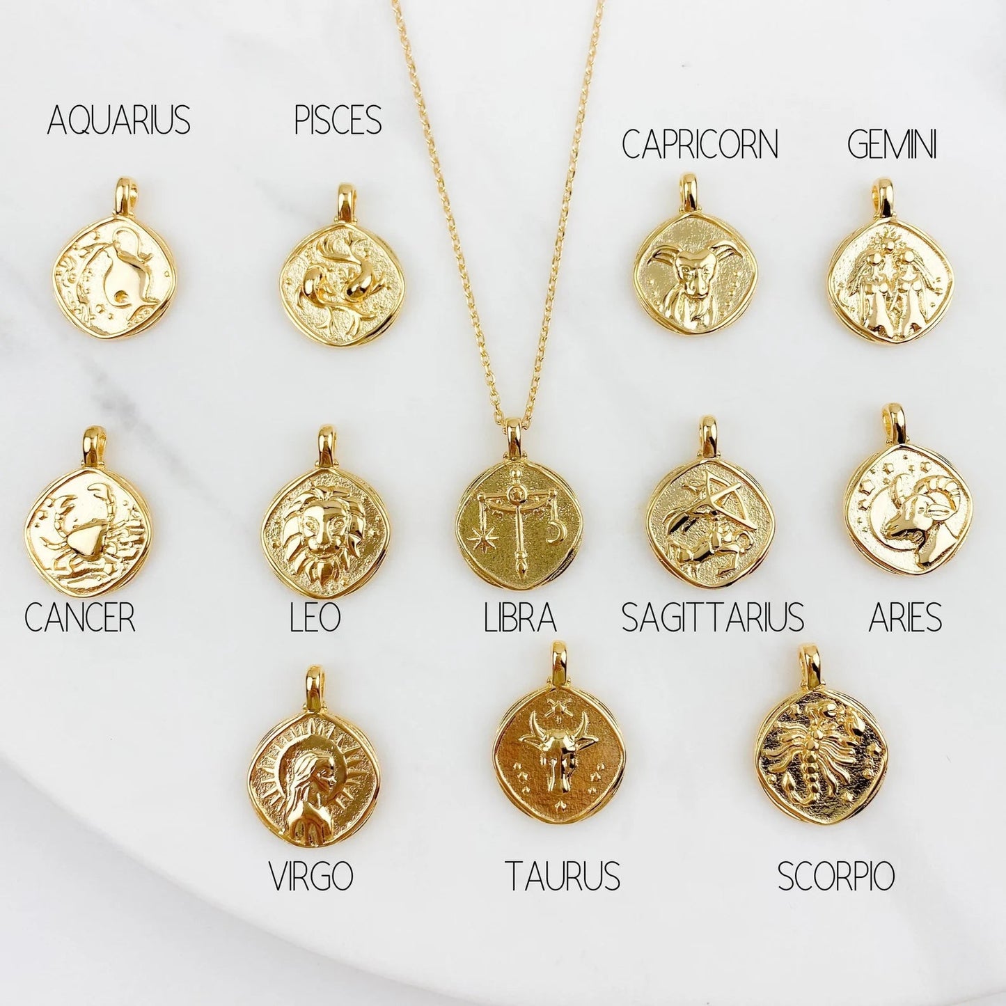 18K Gold Plated Zodiac Sign Necklace ✨💫 (Lucky Charm)