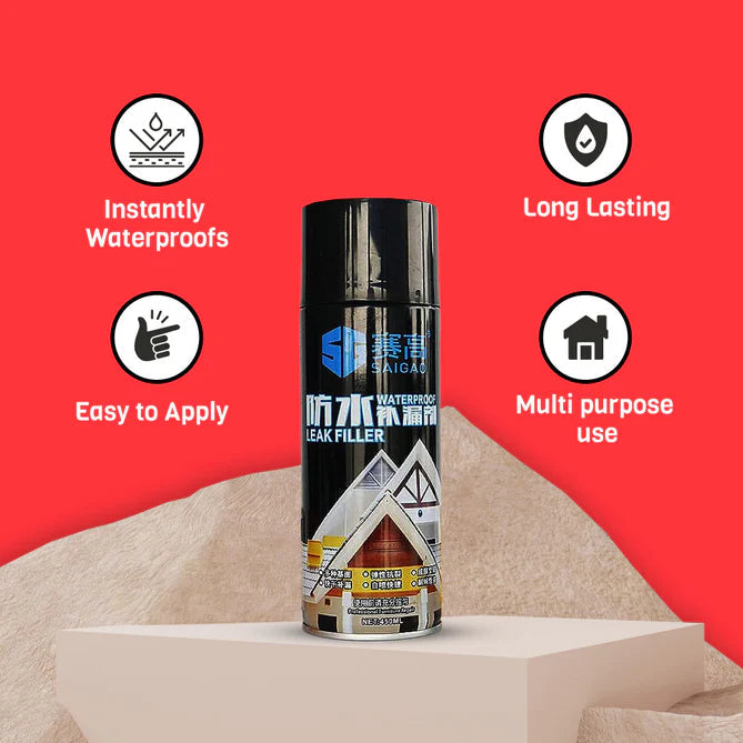 Waterproof Leak Filler Spray – Heavy-Duty Rubber Flexx Sealant for Cracks, Roofs, Gutters & Pipe Repairs