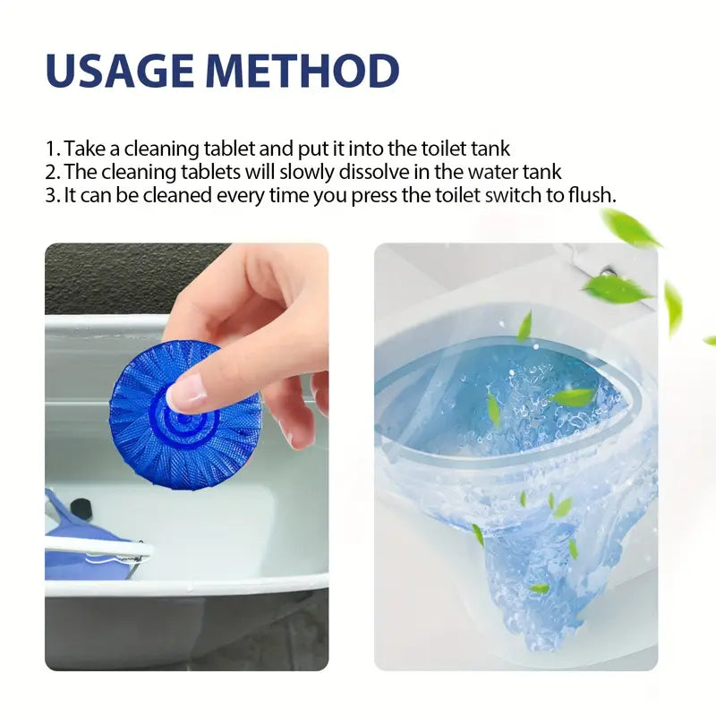 Toilet Cleaning Tablets - Pack of 10 – Effortless Deep Clean, Fresh Scent, and Powerful Odor Control for a Hygienic Bathroom