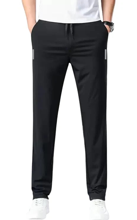 Combo of 2 Men's Sports Regular Fit Lycra Track Pant with Two Side Pockets ( Black + Grey )