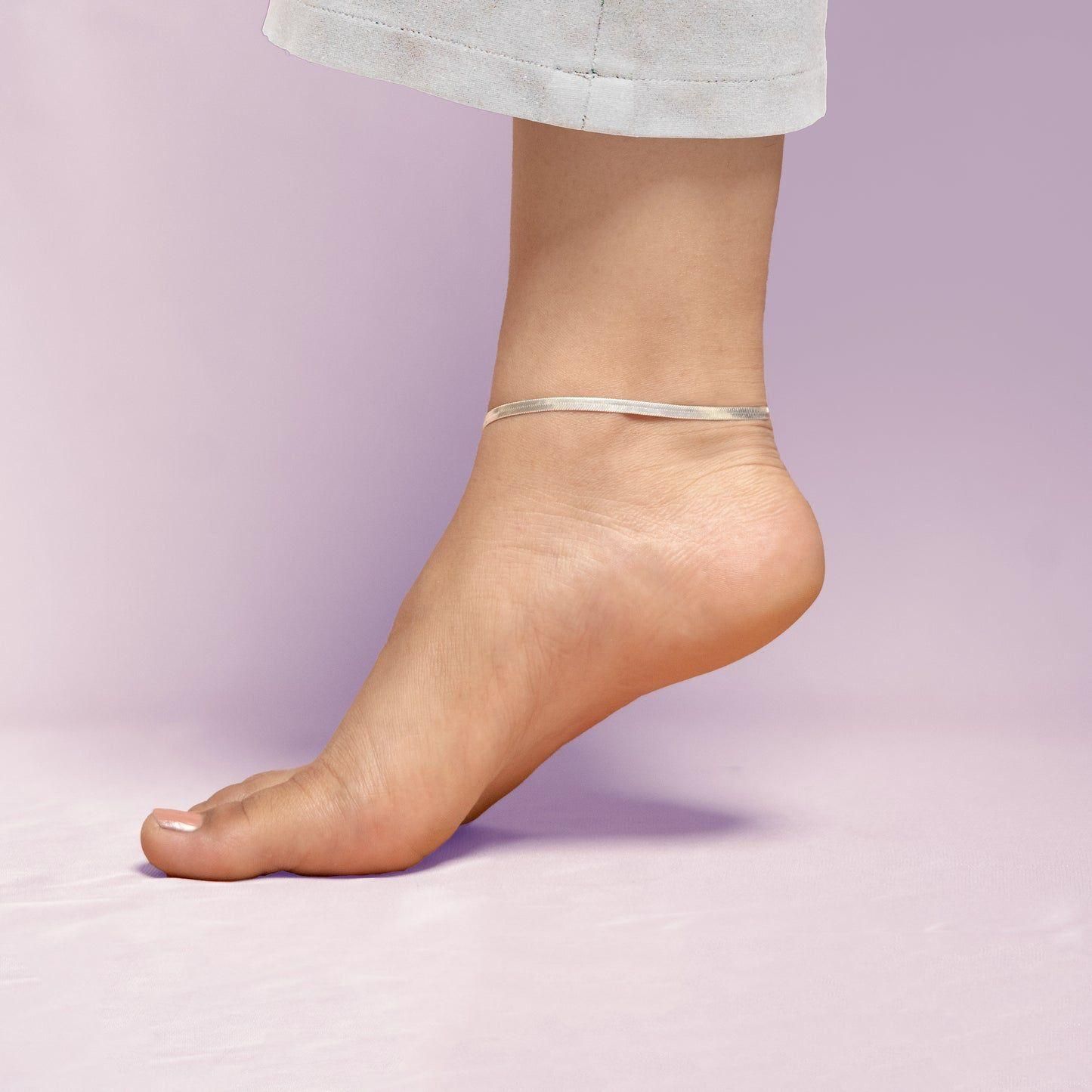 Anti Tarnish Lucky Silver Snake Anklets