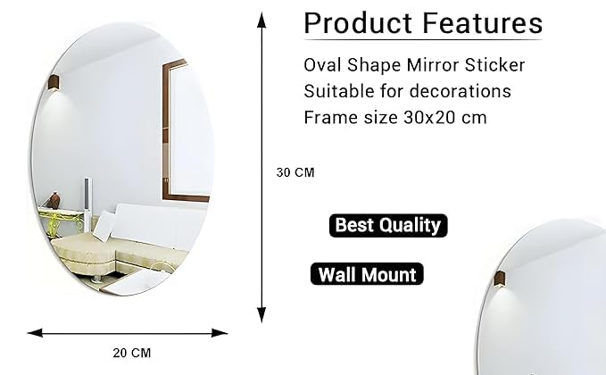 Modern Acrylic Mirror Duo: Oval & Square Set for Perfect Home Accents (Pack of 2)