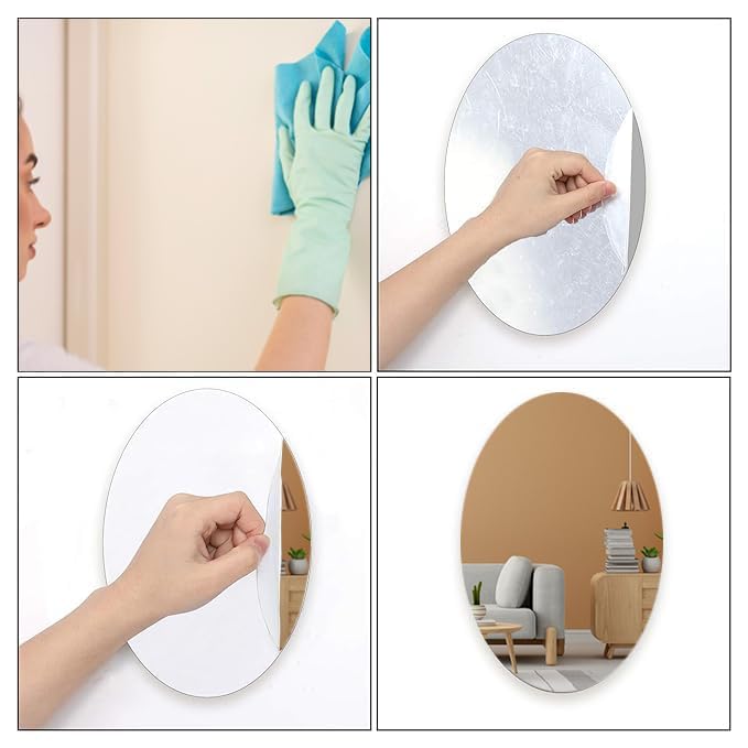 Modern Acrylic Mirror Duo: Oval & Square Set for Perfect Home Accents (Pack of 2)