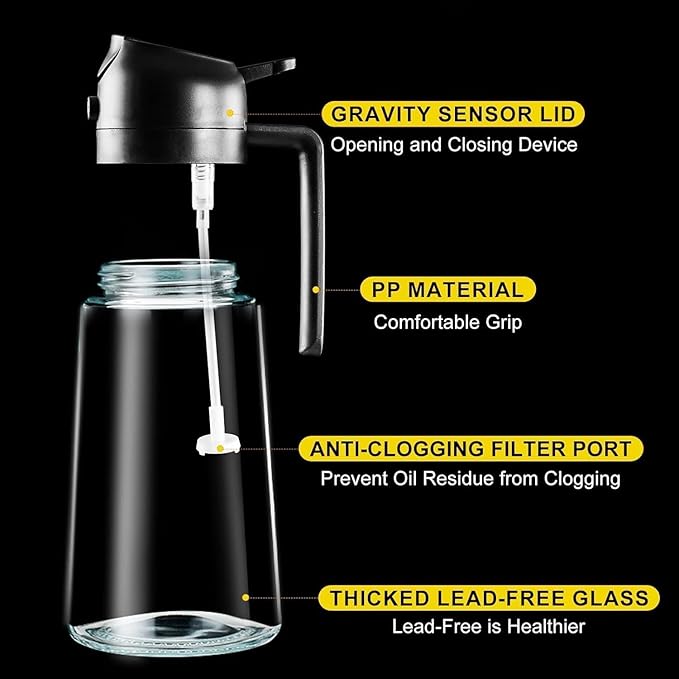 Portable Oil Sprayer for Cooking – Refillable Dispenser for Even Oil Application, Perfect for Air Frying, Baking, Grilling, and More! - 500ml
