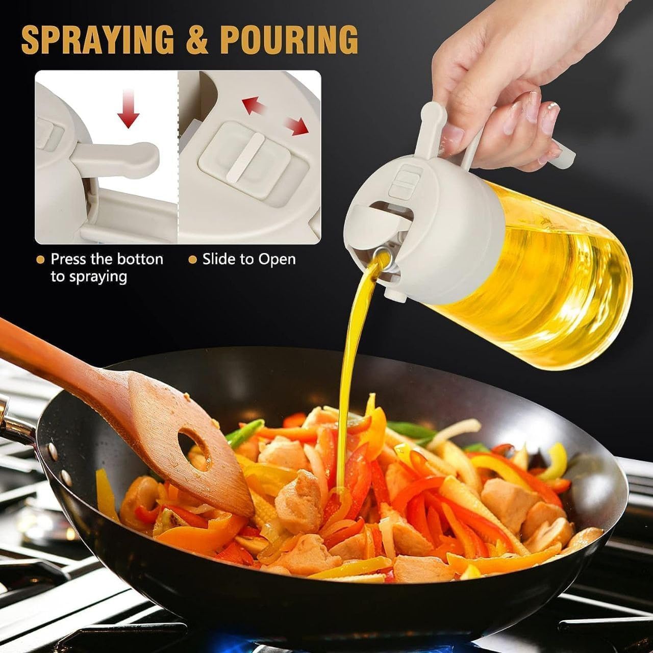 Portable Oil Sprayer for Cooking – Refillable Dispenser for Even Oil Application, Perfect for Air Frying, Baking, Grilling, and More! - 500ml