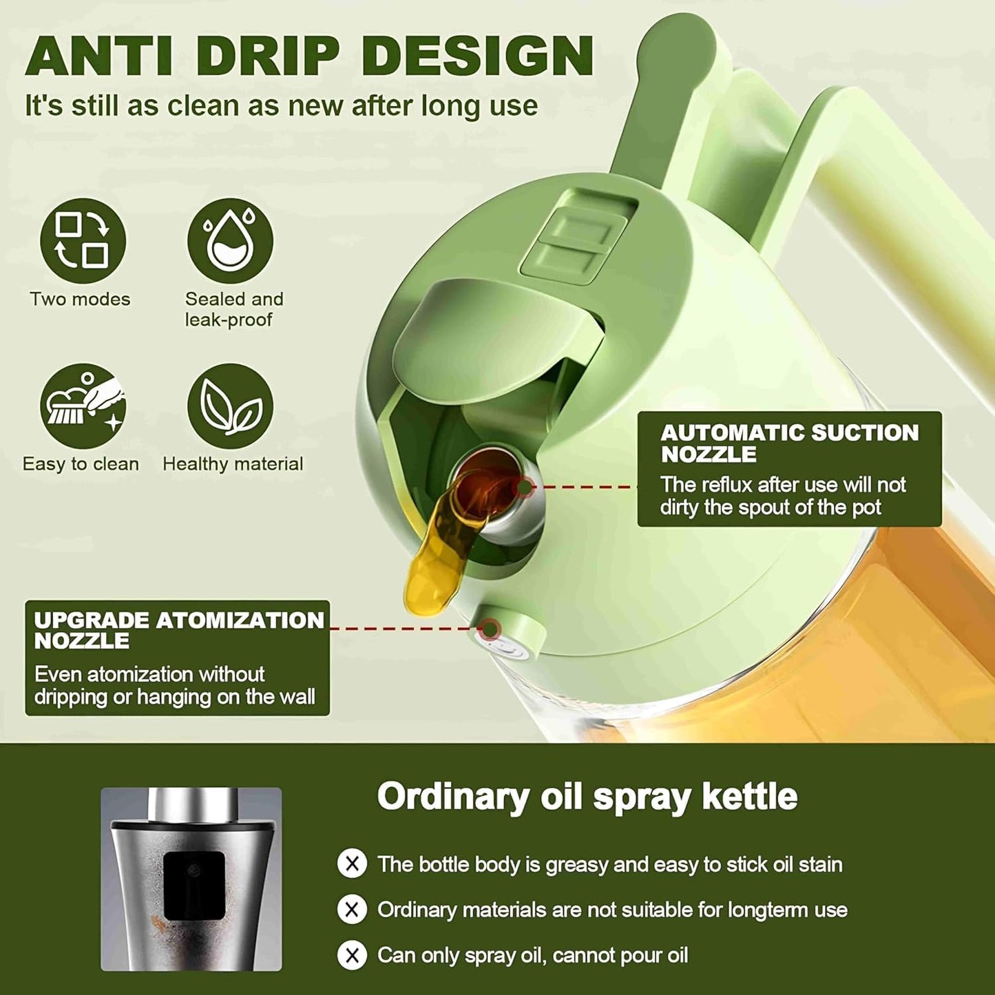 Portable Oil Sprayer for Cooking – Refillable Dispenser for Even Oil Application, Perfect for Air Frying, Baking, Grilling, and More! - 500ml