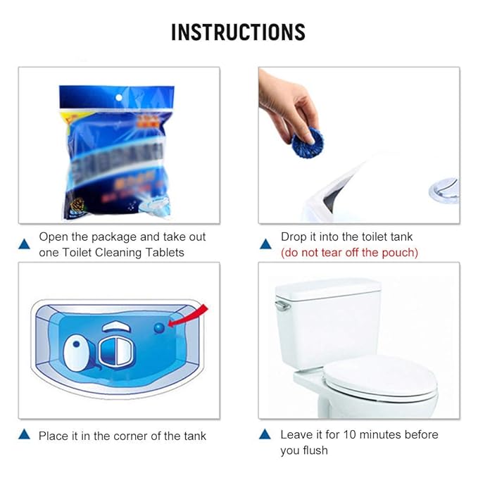Toilet Cleaning Tablets - Pack of 10 – Effortless Deep Clean, Fresh Scent, and Powerful Odor Control for a Hygienic Bathroom