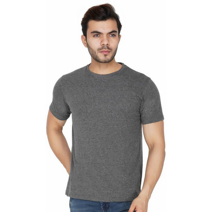 Men's Polycotton Solid Round Neck T-shirts (Pack of 4)