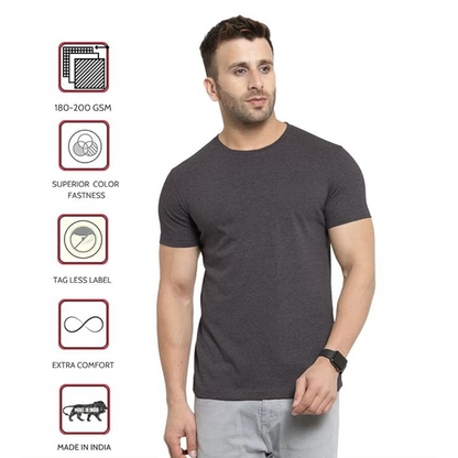 Men's Polycotton Solid Round Neck T-shirts (Pack of 4)