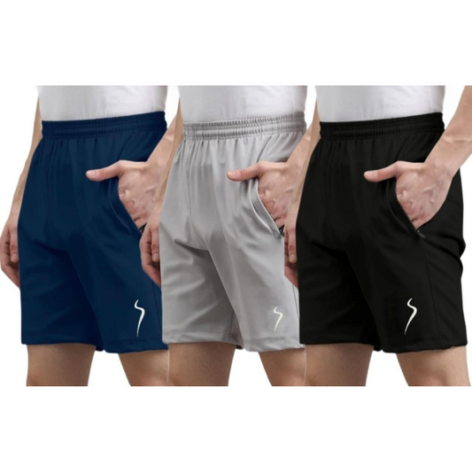 Combo of 3 Men's Stretchable Cotton Shorts for summers ☀️(₹235*/piece)