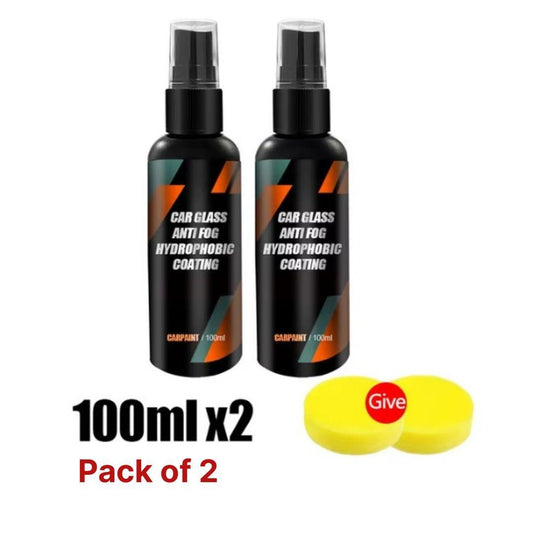 Car Glass Anti-Fog Hydrophobic Coating – Clear Vision, Water-Repellent, Long-Lasting Protection for Windshields & Mirrors 100ML (Pack of 2)