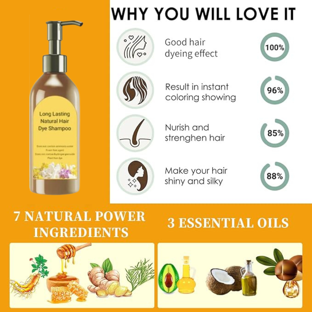 Natural Hair Dye Shampoo – Long-Lasting Color & Gentle Care (100ML, Pack of 2)