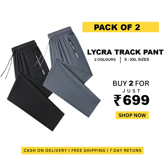 Combo of 2 Men's Sports Regular Fit Lycra Track Pant with Two Side Pockets ( Black + Grey )