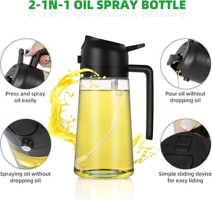 Portable Oil Sprayer for Cooking – Refillable Dispenser for Even Oil Application, Perfect for Air Frying, Baking, Grilling, and More! - 500ml